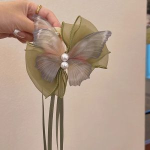 New Chinese Style Hair Clip with Butterfly Knot for Women Tailored for Back of Head Traditional Hanfu Qipao Ancient Fairy Tale