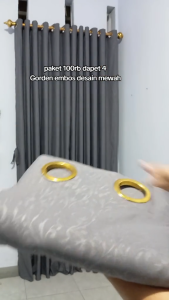 gorden Jendela Kamar Pendek Polos Embos Smokring 10 Lubang