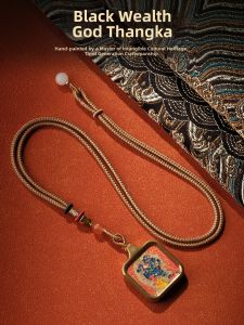HUAKAIYUNDUO | Tibetan Hand-Painted Wealth Protecting Black Dzambhala Amulet Pendant