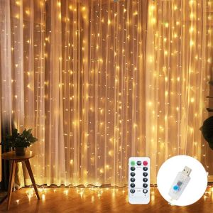 3M LED Curtain String Lights Fairy Decoration USB Holiday Garland Lamp 8 Mode For Home Garden Christmas Party New Year Wedding