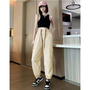 กางเกงขายาวทรงตรงเข้ารูปสุดเท่สำหรับผู้หญิง กางเกงขายาวทรงเข้ารูปเอวสูง ทรงลำลอง สไตล์เกาหลี ฤดูใบไม้ร่วง 2025