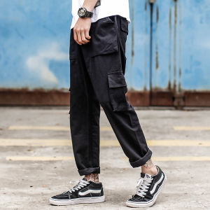 Yu Wenle Same Style Men Edison Chan Japanese Style Cargo Pants Mens Abrasion Resistant Straight-Leg Pants Ankle Banded Pants Casual Pants Mens Trousers Trendy