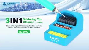 3in1 Soldering Tip Cleaner RELIFE RL-599C Heat Resistance Cleaning Steel Brush Copper Wire Ball Sponge Integrated Cleaning Tool