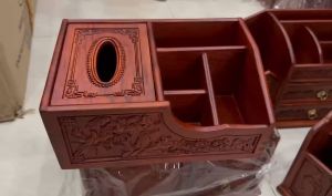 Hộp đựng giấy đa năng gỗ hương đựng nhiều vật dụng