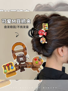 Cute Cartoon M Bean Hair Clip Womens Medium Size Shark Tail Hair Clip Stylish Accessory Fresh out New Style Summer Collection