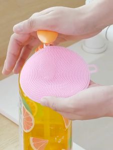 Elite Kitchen - Round Silicone Dish Washing Cleaning Brush Multifunction Kitchen Cleaner Pad Scrubber Tools Kitchenware