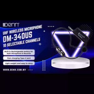 DENN DM-340US [MCMC] UHF Wireless Headset Microphone (10 Selectable Channel)