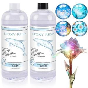 Crystal Clear Epoxy Resin Kit - No Yellowing No Bubble Art Resina Casting Resins for Art Crafts Jewelry Making Wood & Molds