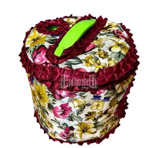 Sarung mejikom saten motif bunga karakter cover penutup baju mejikom