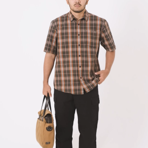 MGee Kemeja Lengan Pendek Kotak Shirt Pria Casual M gee ALTO C170 Dark Green