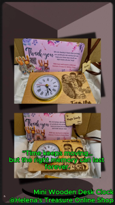 Wood mini desk Clock 3.5 x 5.5 inches Beechwood mate with Complete Box Packaging. Battery included.