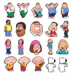Potdemiel | 20/50pcs Family Guy Shoe Charms PVC Cartoon Shoes Accessories Decorations Buckle Fit Slides Clog Sandal Wristband Holiday Gifts