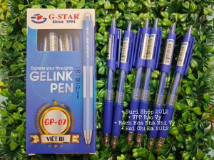 Hộp 12 cây bút gel bấm mực xanh Gstar GP07 ngòi 0.5mm