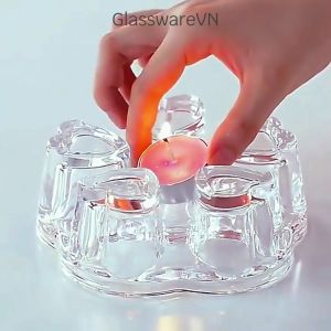 Đế Nến Thủy Tinh hình Trái Tim Hâm Nóng Trà