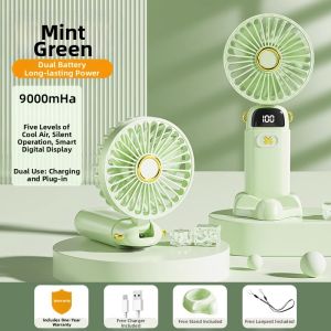 Portable Handheld Mini USB Charging Folding Electric Fan for Office Outdoor Children Students Strong Neck Mounted 2024 New Model