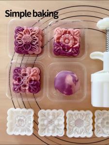 Bộ Khuôn Làm Bánh 4 Món Họa Tiết Hoa Dùng Làm Bánh Trung Thu Bánh Đậu Xanh Khuôn Ép Bánh Trung Thu Dụng Cụ Làm Bánh Chính Xác