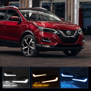 ROMADA | 2PCS LED Daytime Running Light Dynamic Turn Yellow Signal Car DRL 12V LED Fog Lamp For Nissan Qashqai 2019 2020 2021 2022