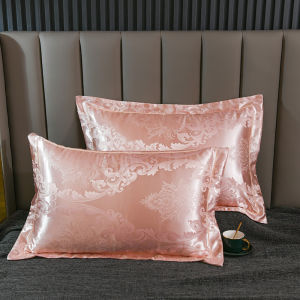 European Style Silk Satin Embroidered Pillowcase Pair Single Person Latex Pillowcase Ice Silk Wedding Red Adult Dormitory