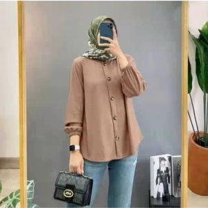 Kemeja Blouse Wanita Lengan Panjang & Kemeja Crinkle Pocket Kekinian Terbaru