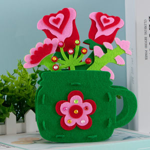 Handmade No-Sew Fabric Plant Pots DIY Craft Kit for Children Mothers Day Gift Kindergarten Activity Creative Sticky Material Pack