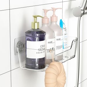 Bathroom Wall Mounted Storage Rack Toilet Corner Shelf Bathroom Vanity Countertop Storage Organizer No Drilling Required