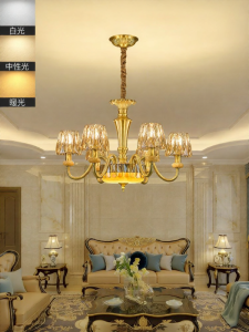 LAIDENG | Luxurious European Style Crystal Chandelier Copper and Jade