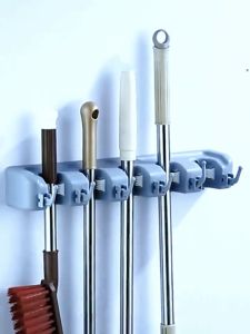 Broom Holder Wall Mounted Cleaning Tool Organizer Mop broom Storage Tool Rack with 4 Ball Slots wall organizer