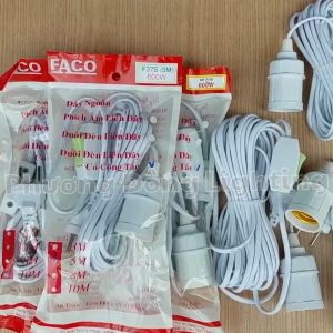 Đuôi Đèn Liền Dây Có Công Tắc - Dây dài  5m - 8m - 10m - 600W - Chống mưa dùng ngoài trời