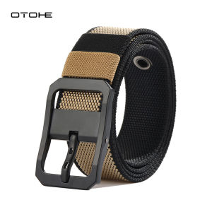 OTOHE เข็มขัดผู้ชายเข็มขัดกลางแจ้งเข็มขัดไนลอนสองด้านเอวยางยืดกีฬาเยาวชนกางเกงผ้าใบเอวเรียบง่ายเอวยางยืดไนลอนปรับความแข็งแรงเข็มขัดกีฬา