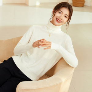 Warm High Neck Knitted Sweater Womens Autumn Winter Pure Color Double Collar Overhead Woolen Shirt Base Layer Cashmere Sweater