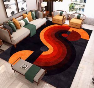 Showcases An Abstract Carpet Geometric S-Shape Design on A Black Backgro Mats Living Room Bedroom Home Decor Carpet