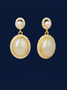 TH | Natural Nephrite Jade Earrings