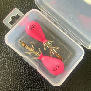 Bộ 2 Móc Câu Mực Hình Giọt Nước Phát Sáng Hai Lớp 10 Càng Thép Không Gỉ Câu Cá Đêm Nước Mặn