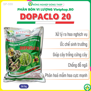 Phân Bón VL – Vietphap.BO Hiệu DOPACLO 20 – Chuyên Gia Xử Lý Ra Hoa Nghịch Vụ Ức Chế Sinh Trưởng Xử Lý Ra Hoa Nghịch Vụ Cứng Cây Chống Đỗ Ngã Phân Hóa Mầm Hoa Cực Mạnh (Gói 1kg)