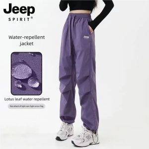 JEEP SPIRIT Quick Dry Pants Breathable Casual Ice Silk Pants Womens Outdoor Waterproof Mountaineering Pants Casual Long Pants