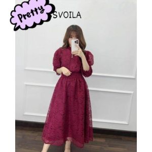 HJ voila VAGUE dress brukat lapis furing/dress pesta wanita kekinian cantik real pic/dress kondangan