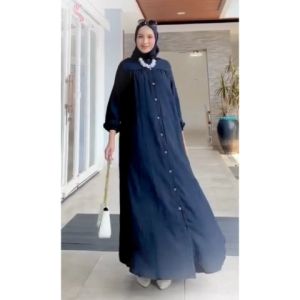 Gamis Gauri Shofiya Maxi Dress Crinkle Airflow Diamond Kancing busui Wanita Muslim