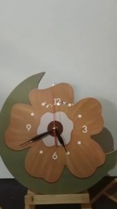 Jam Dinding Ukir HOME Sweet Hme Bunga Bulan Hiasan Dinding Ruang Tamu Kamar Tidur ID45