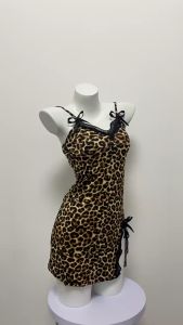 Hormones 💞💞 เดรสลูกไม้เซ็กซี่ 🐾🐾กระโปรงชุดนอนลายเสือดาว  วัสดุเรียบ ใส่สบาย สายเอี๊ยมปรับได้ H1166