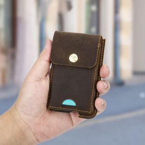 Crazy Horse ที่ใส่การ์ดหนังสำหรับผู้ชาย - กระเป๋าใส่การ์ดเด้งอัตโนมัติ บล็อก RFID
