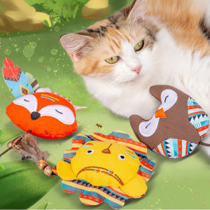 DY Loving Pet Toy Jungle Tribe Cat Toys Owl Lion Little Fox Funny Toy for Cats