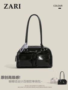 Urban Minimalist Style Underarm Bag Soft Surface Double Root Shoulder Strap Daily Matching Zipper Closure