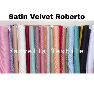 BAHAN KAIN SATIN PER KELIPATAN 1/2 (SETENGAH) Meter Satin Velvet Super Premium Farvella Textile
