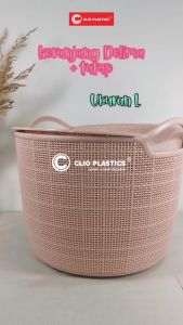 6 pcs Storage Basket CLIO Delima L + Tutup Motif Anyaman Serbaguna