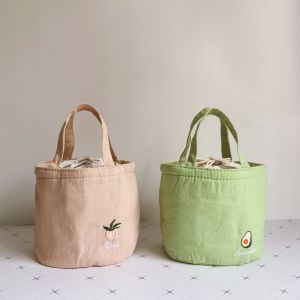 Japanese Drawstring round Insulation Bucket Lunch Box Bag Handbag Student Lunch Bag Stewpot Water Cup Bag Handbag