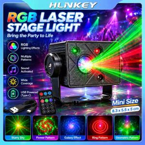 Hlinkey Mini không dây sạc lại được đèn vũ trường 1500MAh Pin loại USB C Âm Thanh Kích Hoạt RGB máy chiếu laze Cho Xe cắm trại tại nhà trang trí tiệc