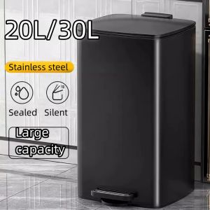 Step Pedal Trash Can 20L 30L Rectangle Stainless steel Trash Bin for room kitchen garbage bin container
