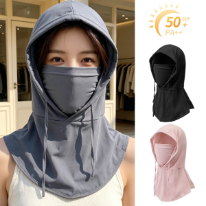 2 IN 1 Ice Silk Face Neck Sun Protection Mask / 360 Degree Comprehensive UV Blocking Face Cover / Lightweight Breathable Anti-Sun Headgear / Comfortable Cooling Mask Ideal for Motorcycle Riding and Hiking