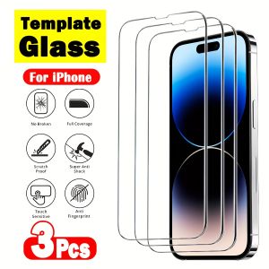 3Pcs Tempered Glass For iPhone 17 16 15 14 13 12 11 Pro Max Mini 6 6s 7 8 Plus XR X XS Max 17Air SE2 SE3 Screen Protector