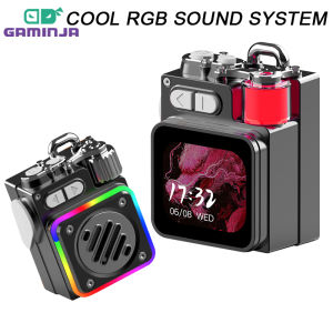 GAMINJA Wireless Bluetooth Metal Mechanical Speaker With LED Display Screen RGB Desktop Subwoofer Support Calendar Alarm Clock